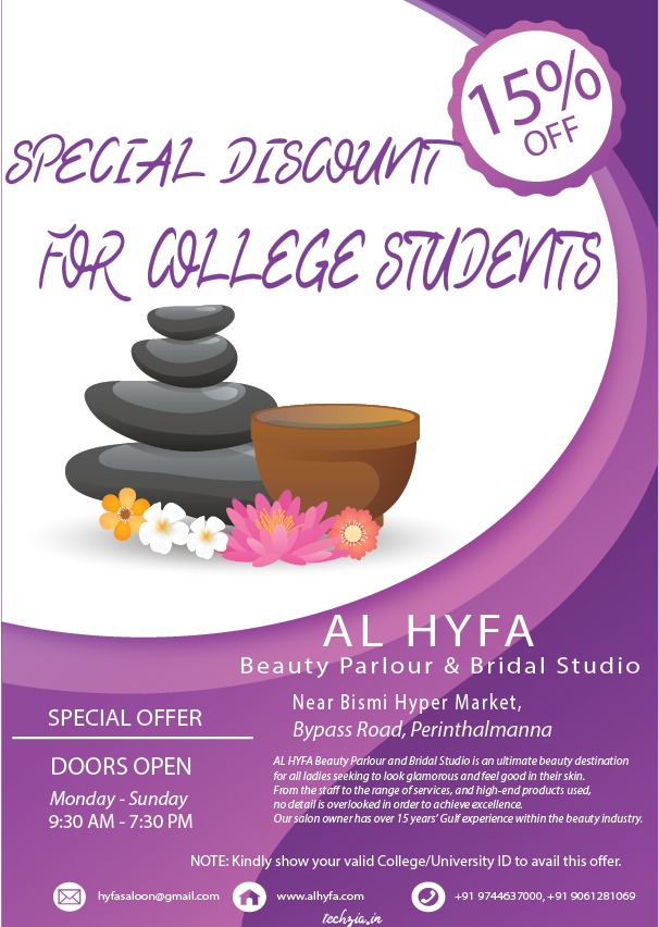 15% discount for college students.